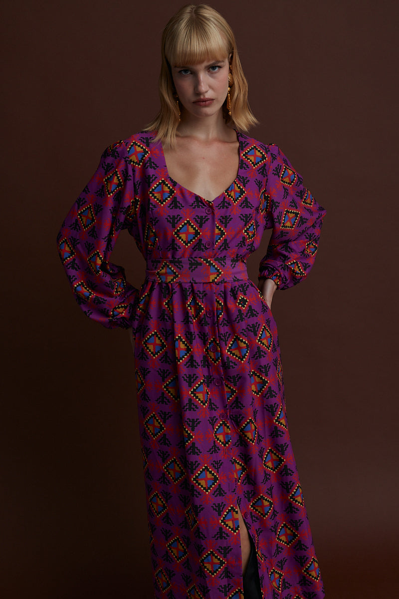 KASTORIA MAXI DRESS (LECHOVO MAUVE PRINT)