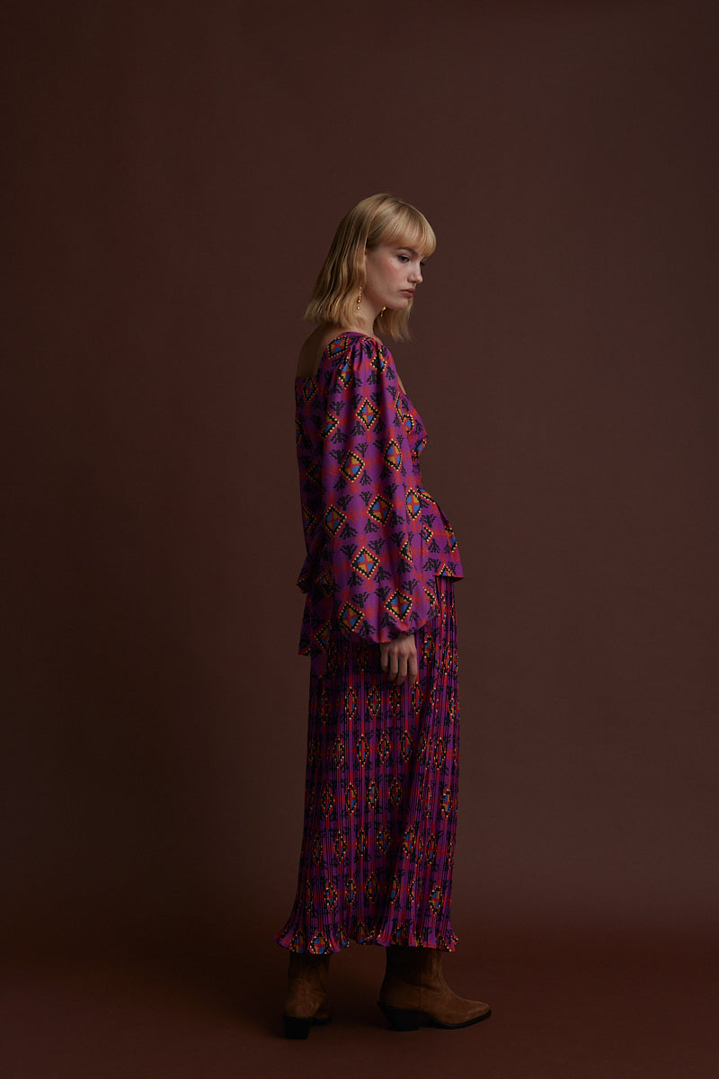 VASILITSA MAXI SKIRT (LECHOVO MAUVE PRINT)
