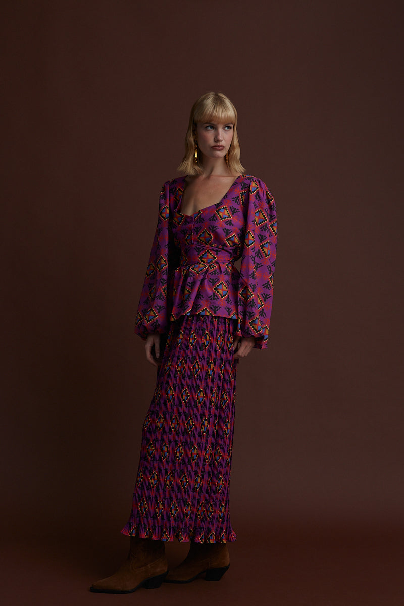 VASILITSA MAXI SKIRT (LECHOVO MAUVE PRINT)