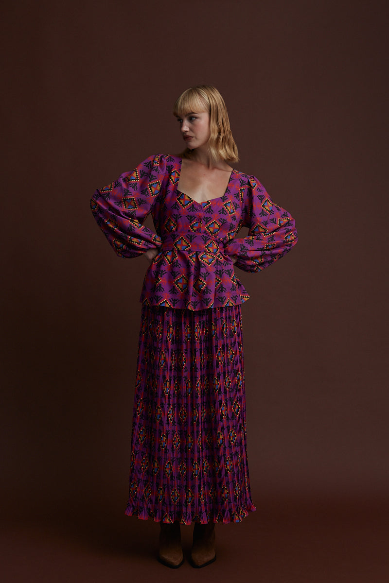 VASILITSA MAXI SKIRT (LECHOVO MAUVE PRINT)