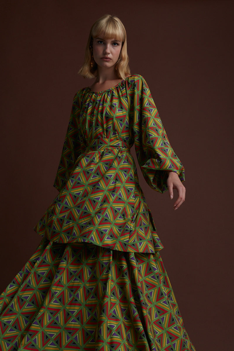FLORINA MINI DRESS (BOUFI GREEN PRINT)