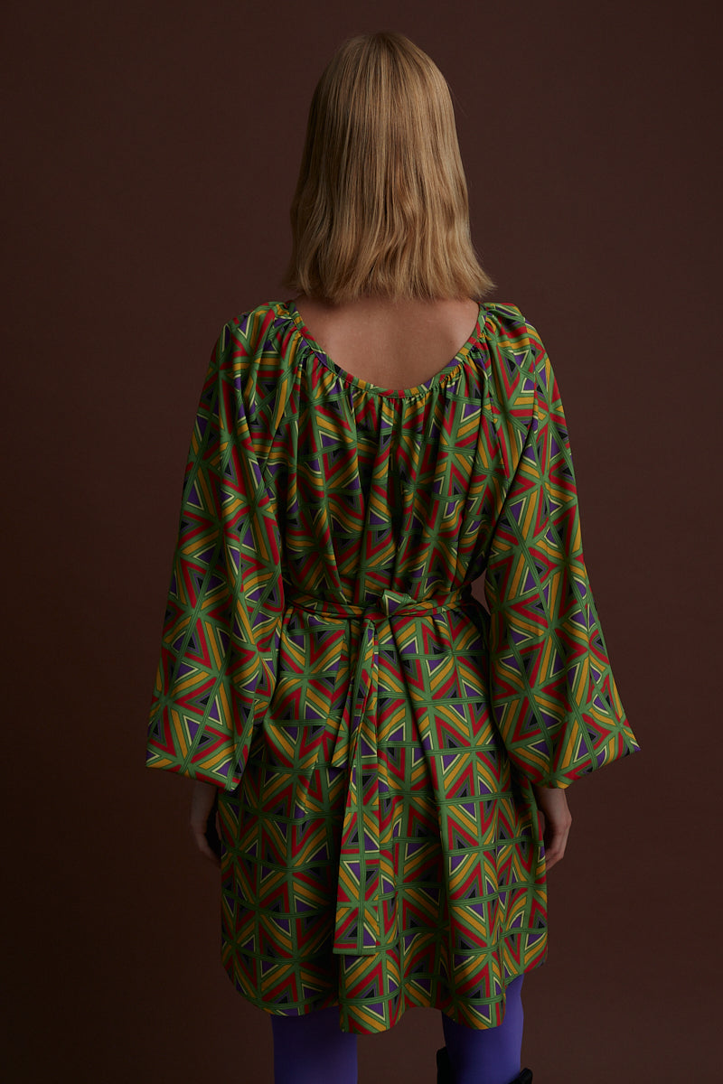 FLORINA MINI DRESS (BOUFI GREEN PRINT)