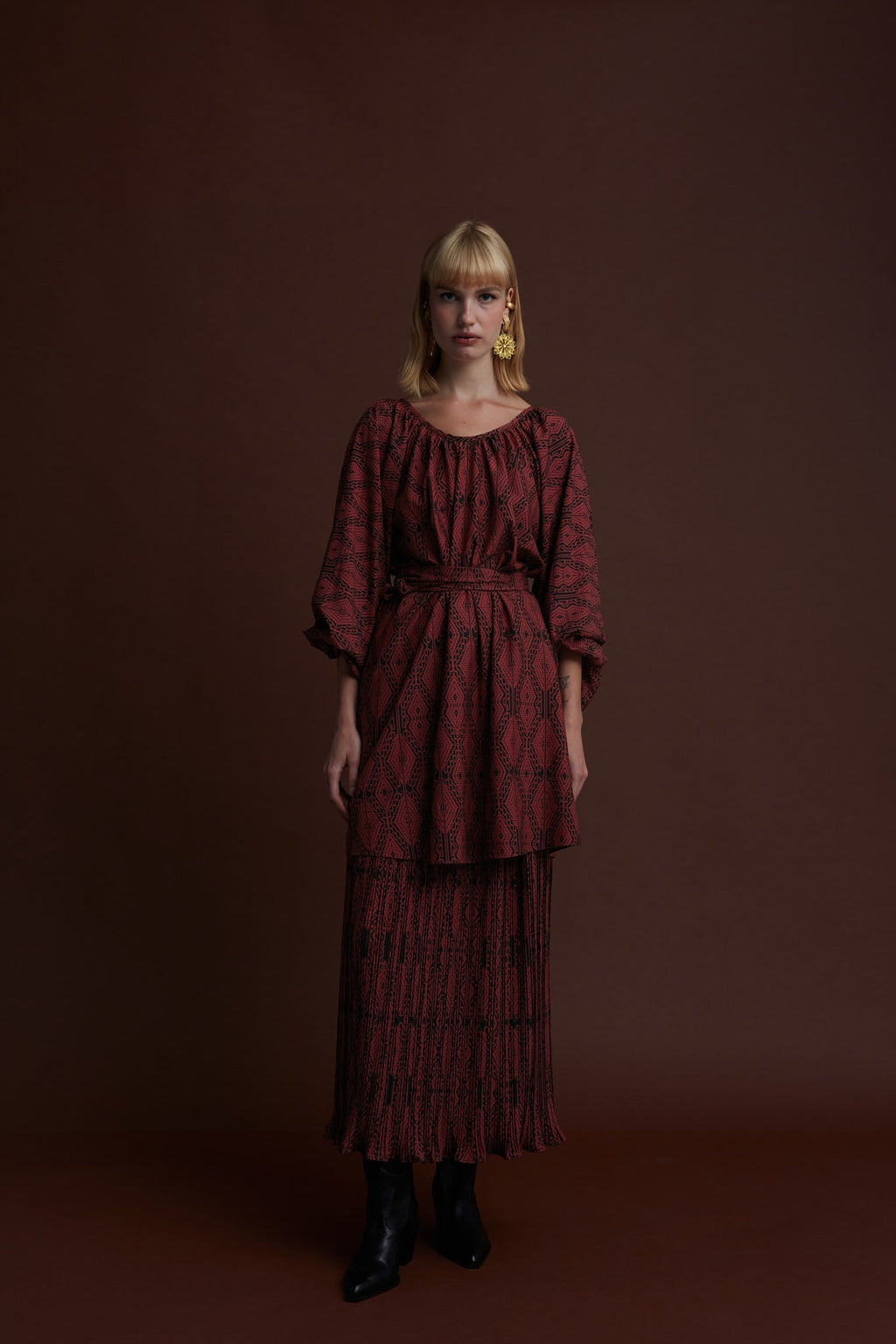 FLORINA MINI DRESS (FOUTA BLACK/RED PRINT)