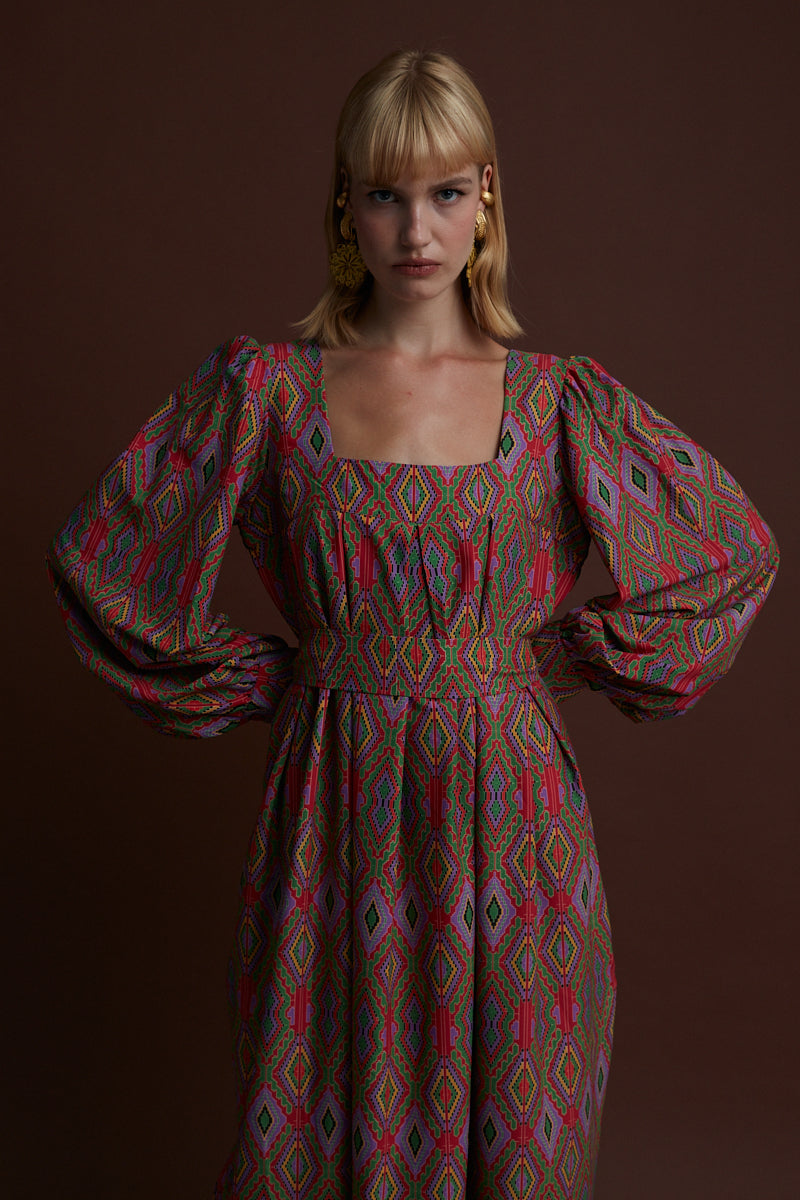 ACHILLEION MAXI DRESS (FOUTA RED PRINT)