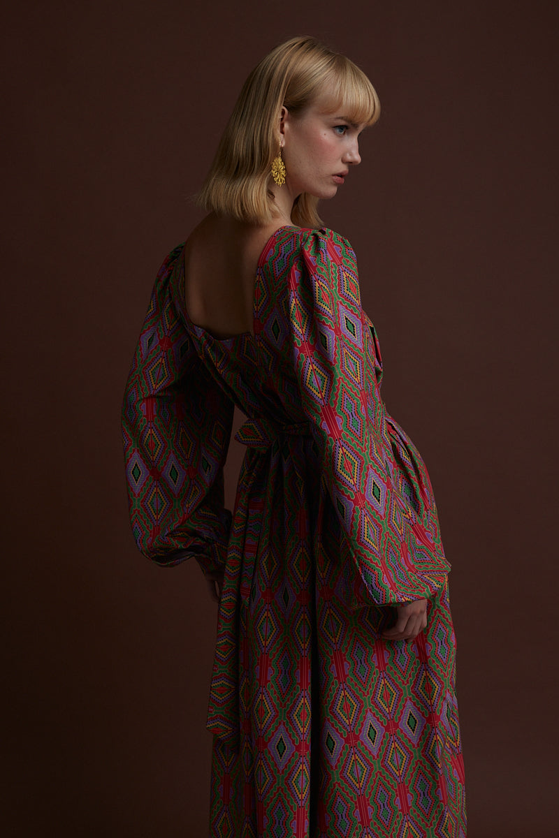 ACHILLEION MAXI DRESS (FOUTA RED PRINT)