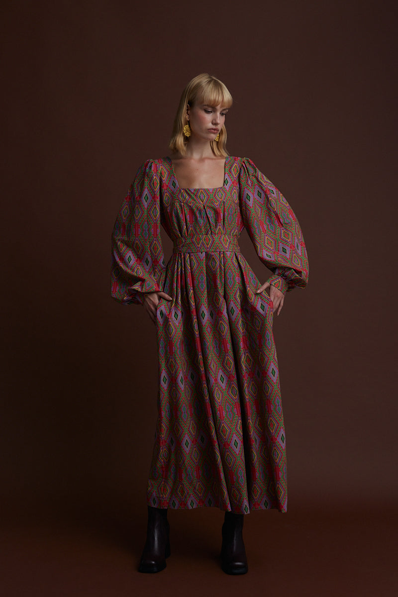ACHILLEION MAXI DRESS (FOUTA RED PRINT)