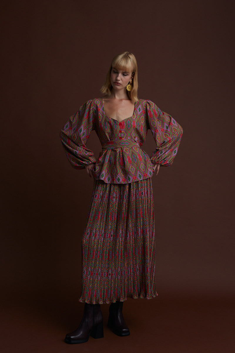 VASILITSA MAXI SKIRT (FOUTA RED PRINT)