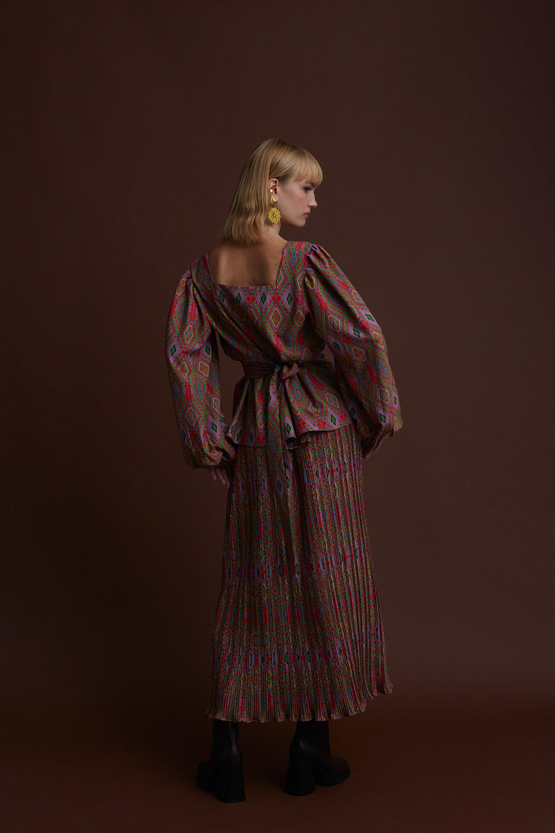 VASILITSA MAXI SKIRT (FOUTA RED PRINT)