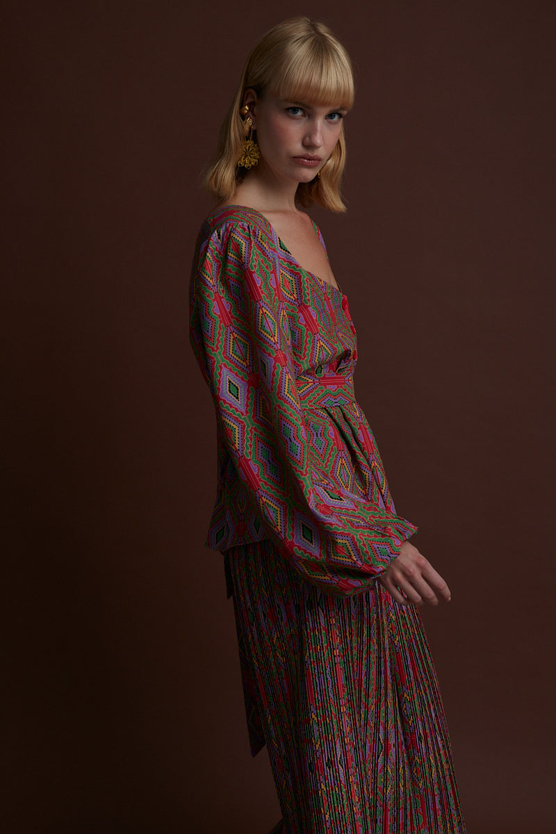 VASILITSA MAXI SKIRT (FOUTA RED PRINT)