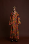FLORINA MAXI DRESS (FOUTA MUSTARD PRINT)