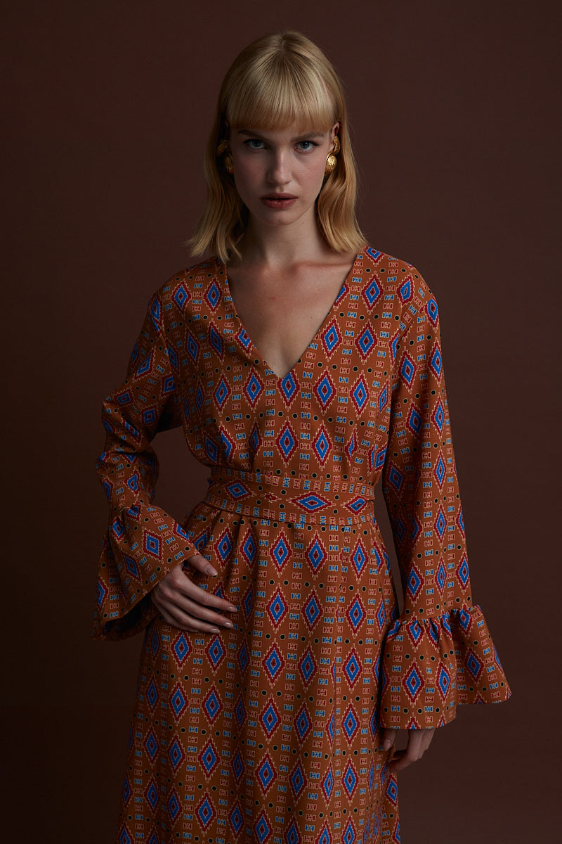 VEGORITIDA MAXI DRESS (SARENA BROWN PRINT)