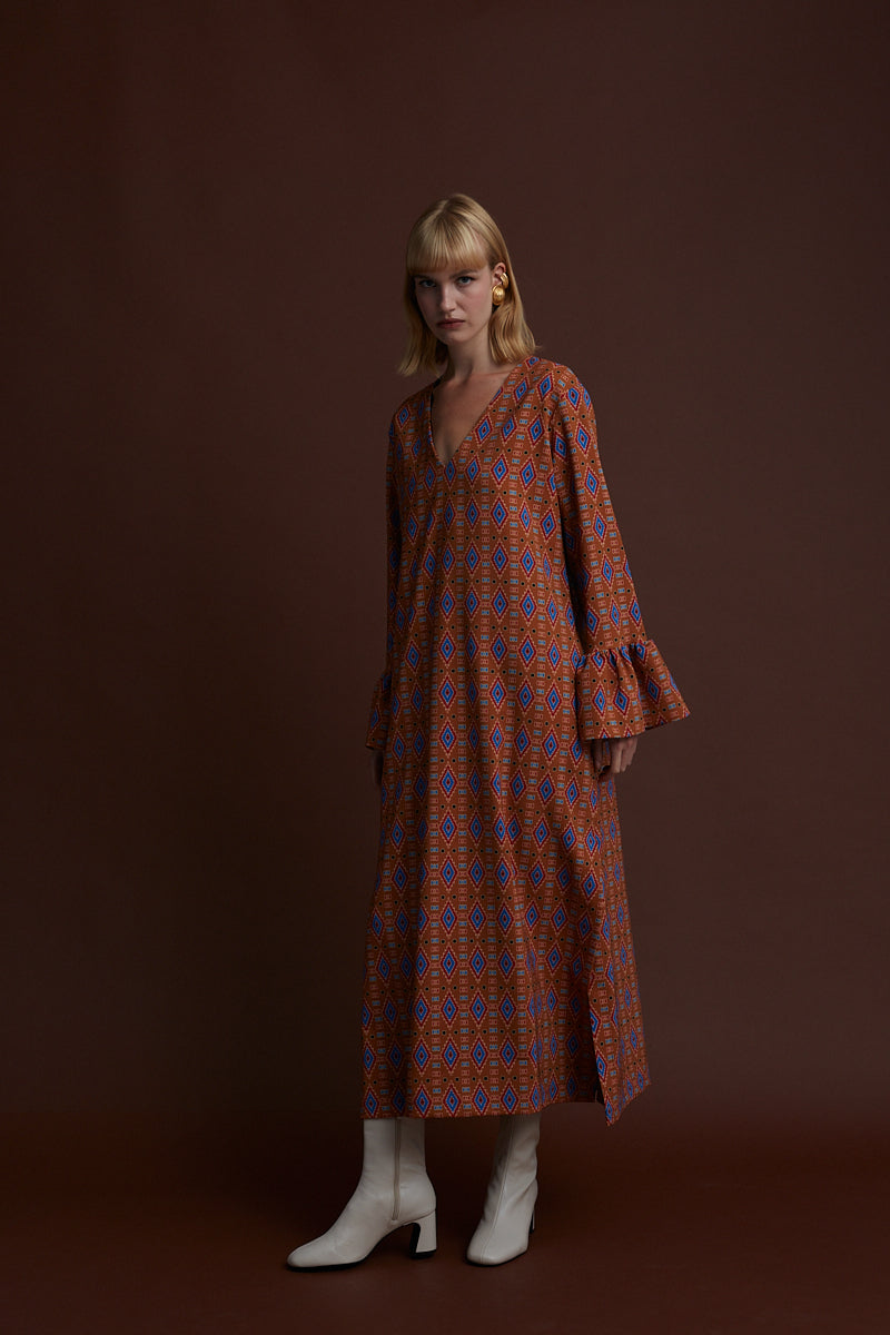 VEGORITIDA MAXI DRESS (SARENA BROWN PRINT)