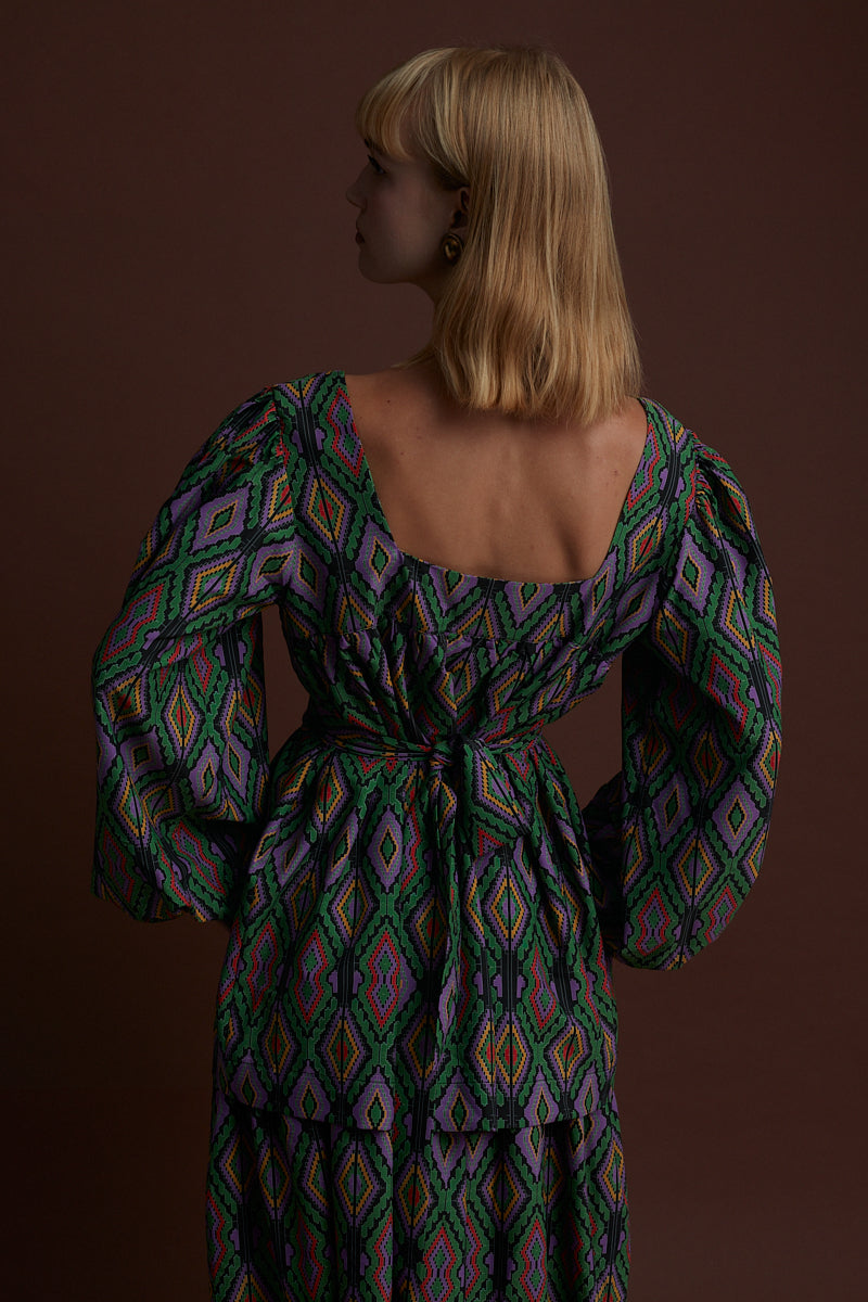 PSARADES MAXI DRESS (FOUTA BLACK PRINT)