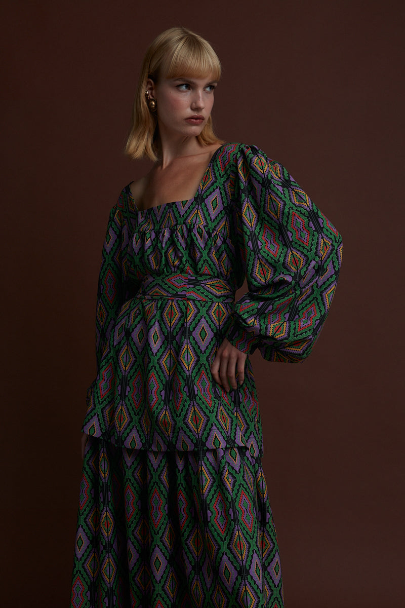 PSARADES MAXI DRESS (FOUTA BLACK PRINT)