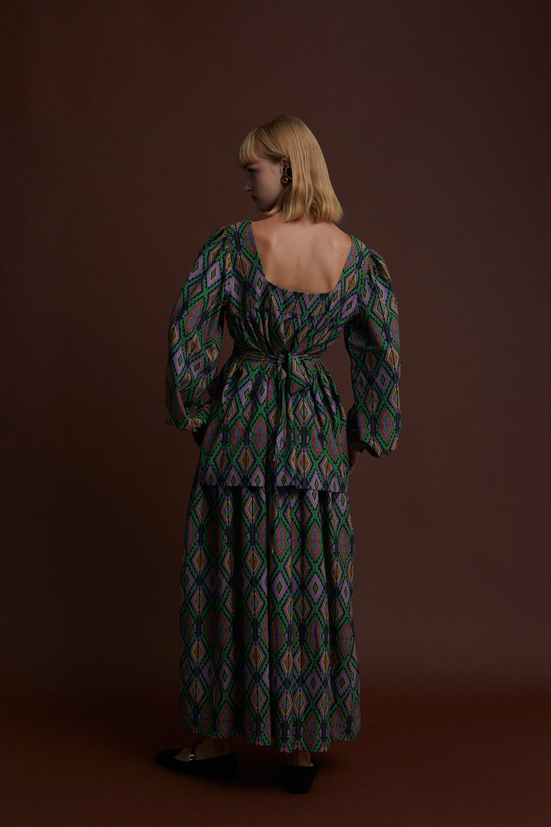 PSARADES MAXI DRESS (FOUTA BLACK PRINT)