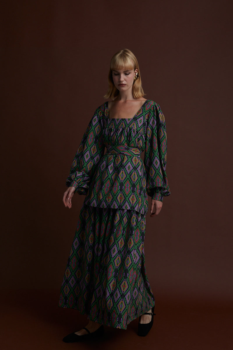 PSARADES MAXI DRESS (FOUTA BLACK PRINT)