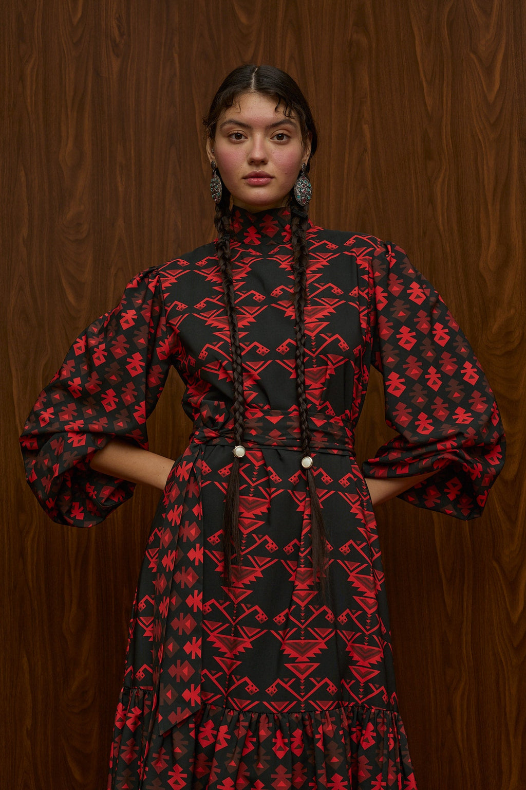 FLOKATI MAXI DRESS (RUMPE BLACK/RED PRINT)