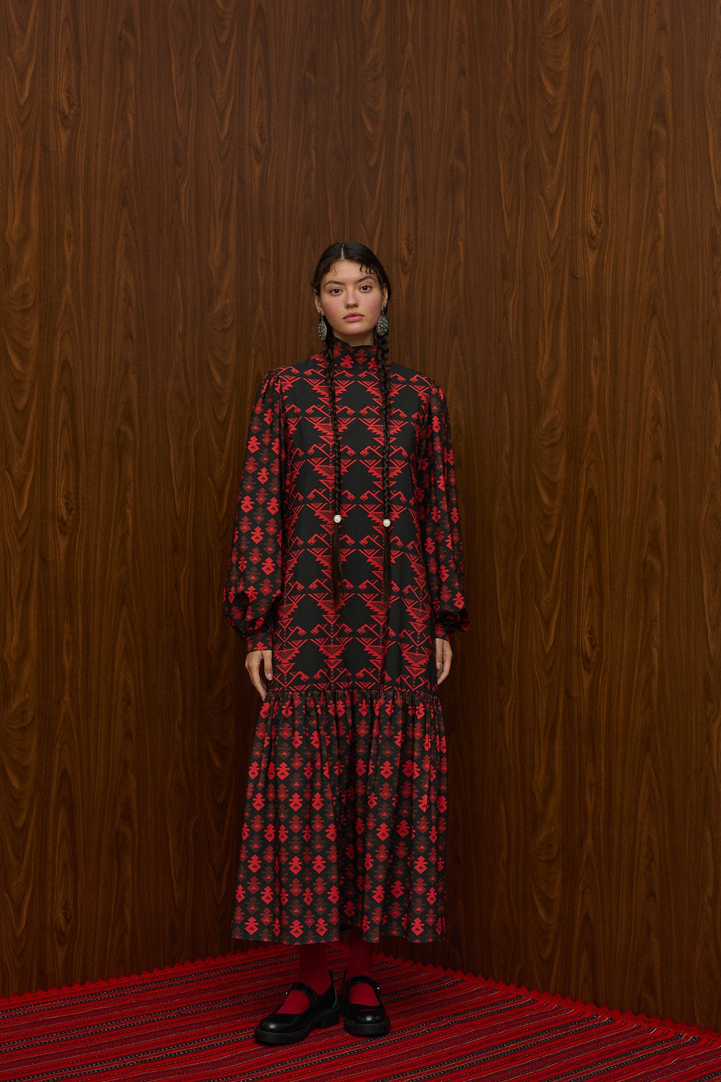 FLOKATI MAXI DRESS (RUMPE BLACK/RED PRINT)