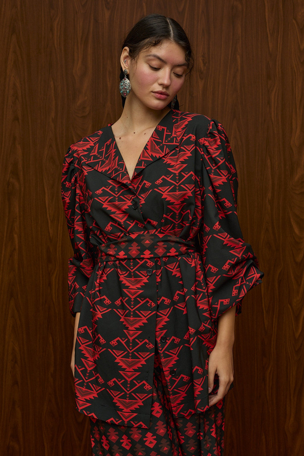 BERDES SHIRT (RUMPE BLACK/RED PRINT)