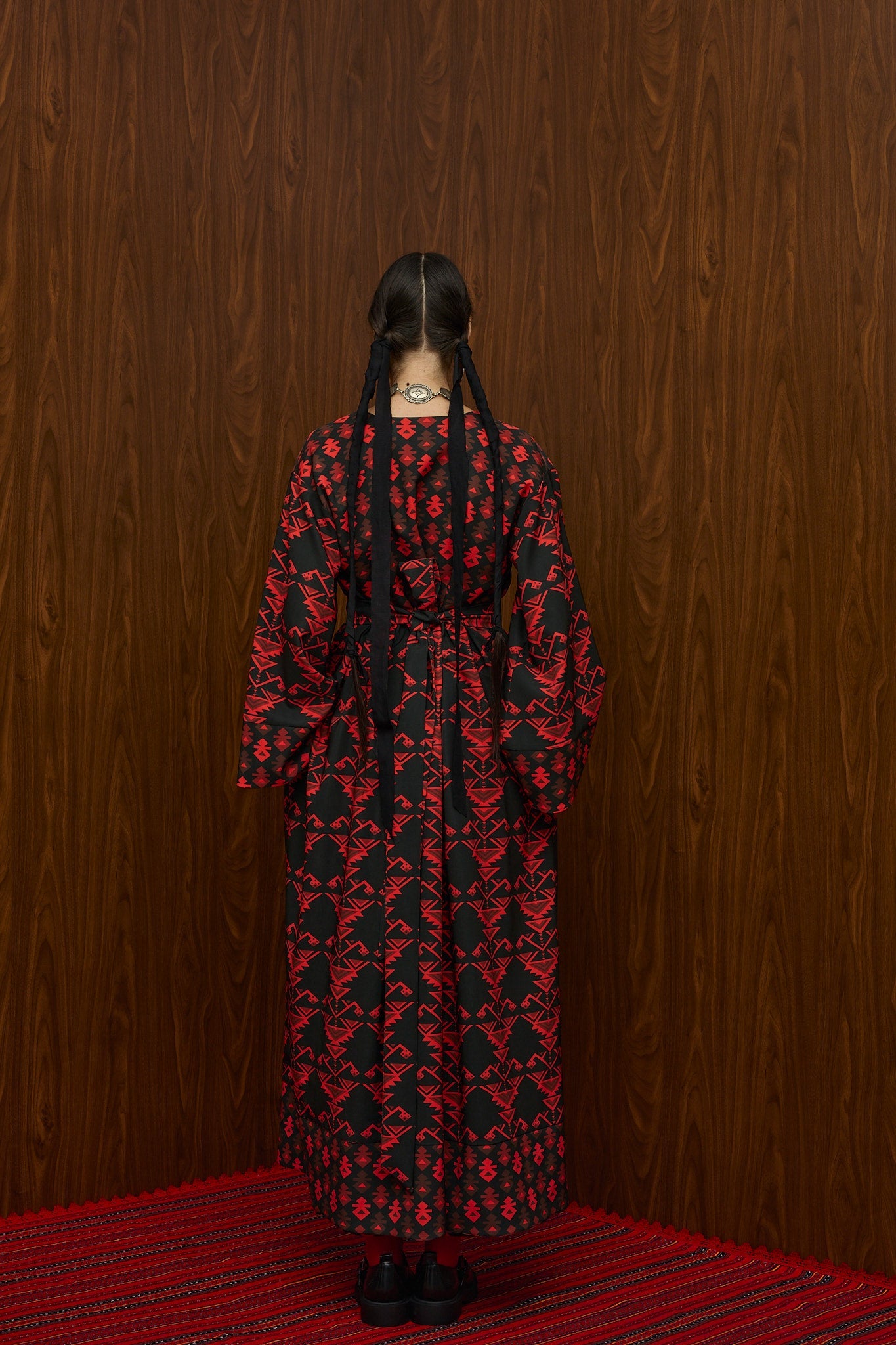 VELENTZA OVERCOAT (RUMPE  BLACK/RED PRINT)