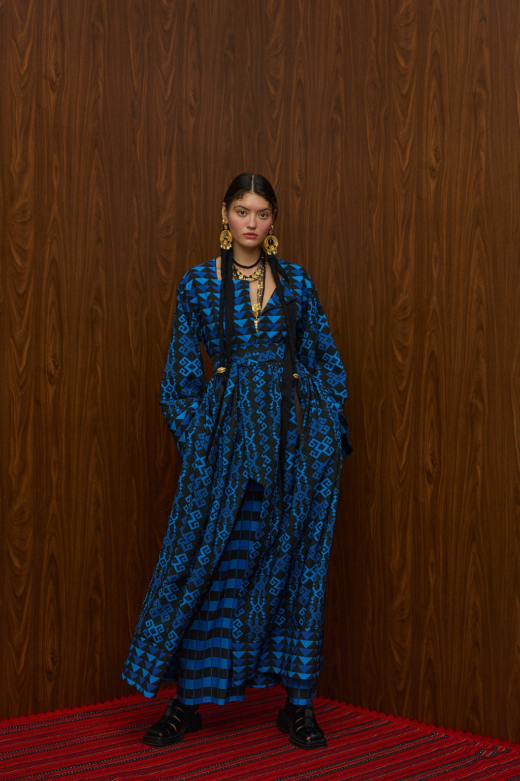 VELENTZA OVERCOAT  (PETES BLUE/BLACK PRINT)