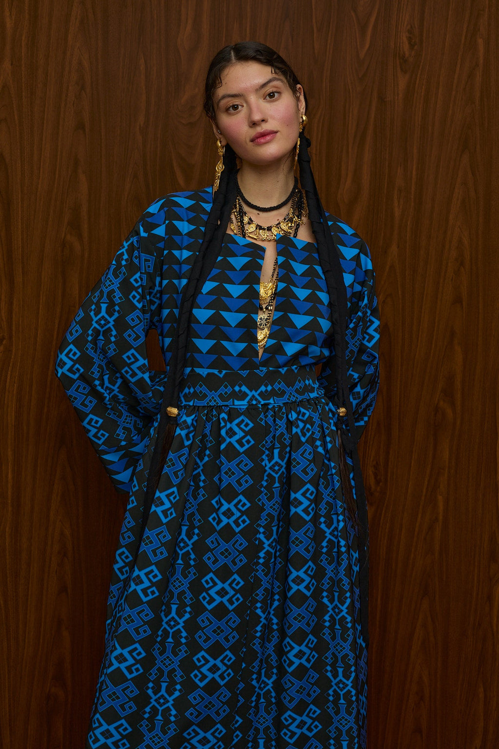 VELENTZA OVERCOAT  (PETES BLUE/BLACK PRINT)