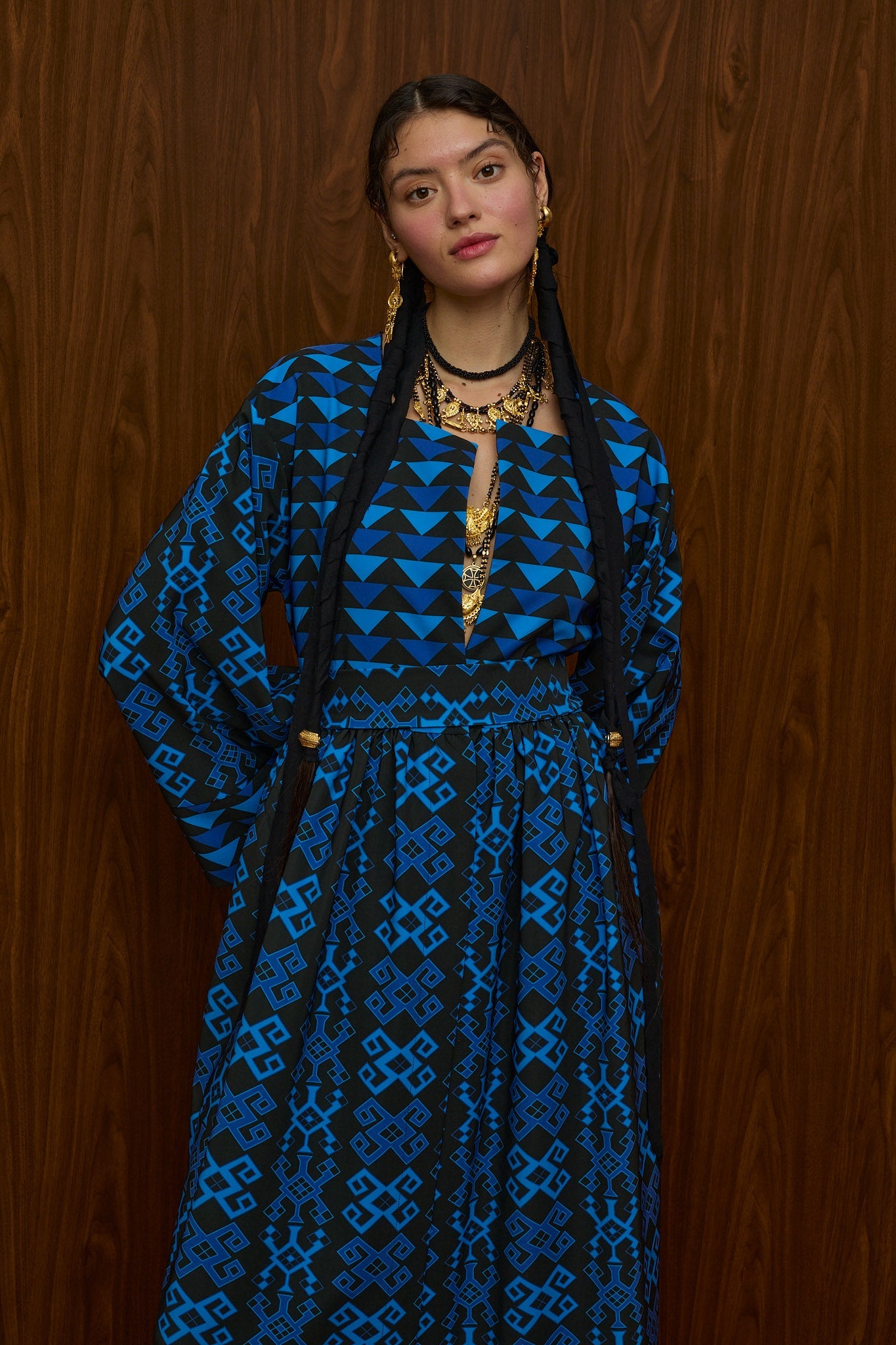 VELENTZA OVERCOAT  (PETES BLUE/BLACK PRINT)