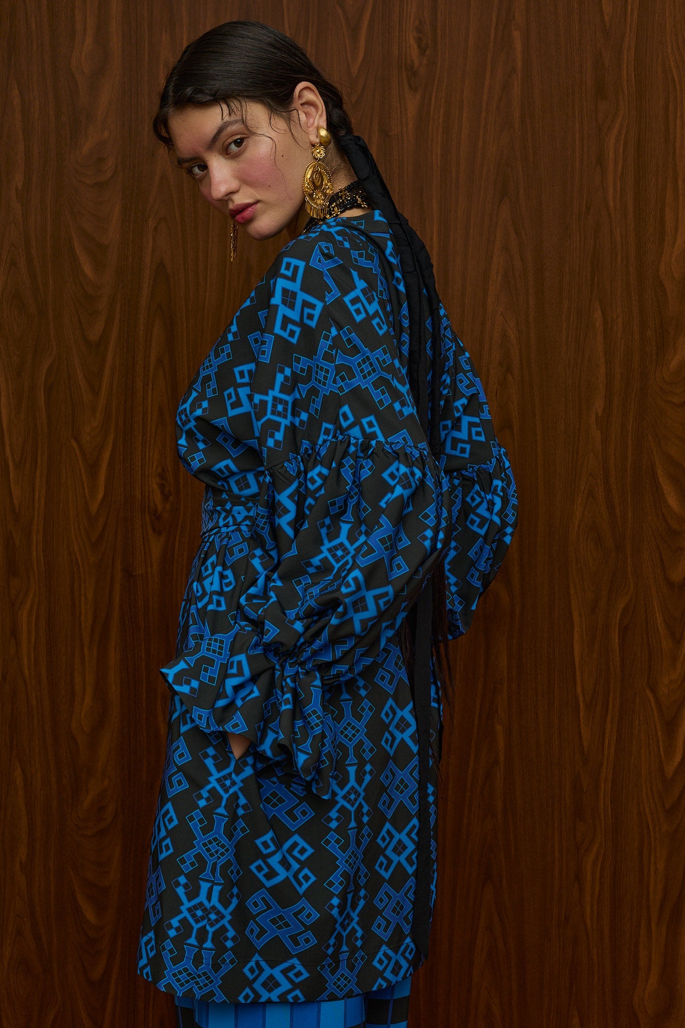 TSIKRIKI SHIRT/DRESS (PETES BLUE/BLACK PRINT)