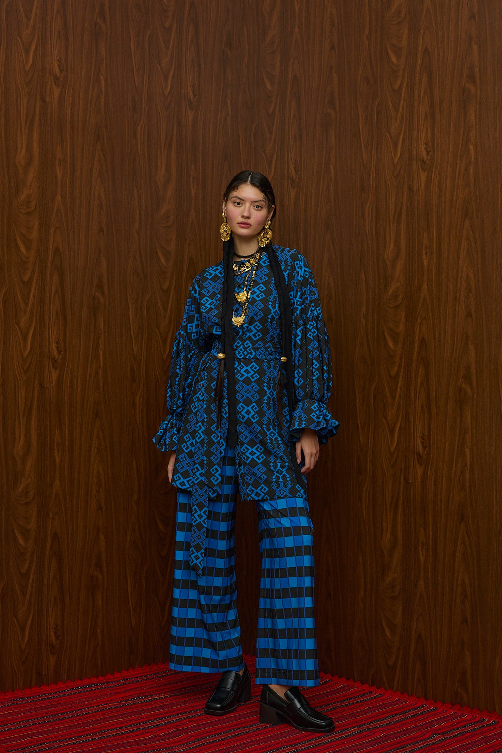 HRAMI PANTS (PETES BLUE/BLACK PRINT)