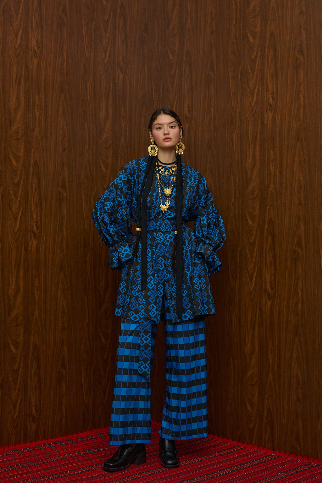 HRAMI PANTS (PETES BLUE/BLACK PRINT)