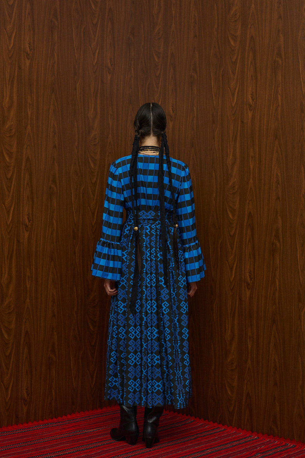 PATITHRA MAXI DRESS (PETES BLUE/BLACK PRINT)