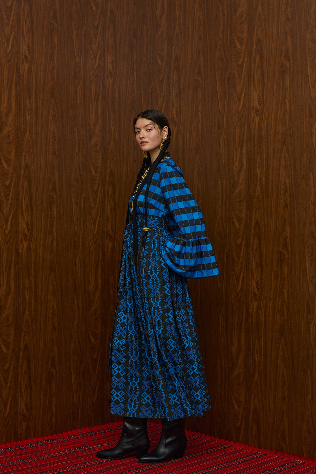 PATITHRA MAXI DRESS (PETES BLUE/BLACK PRINT)