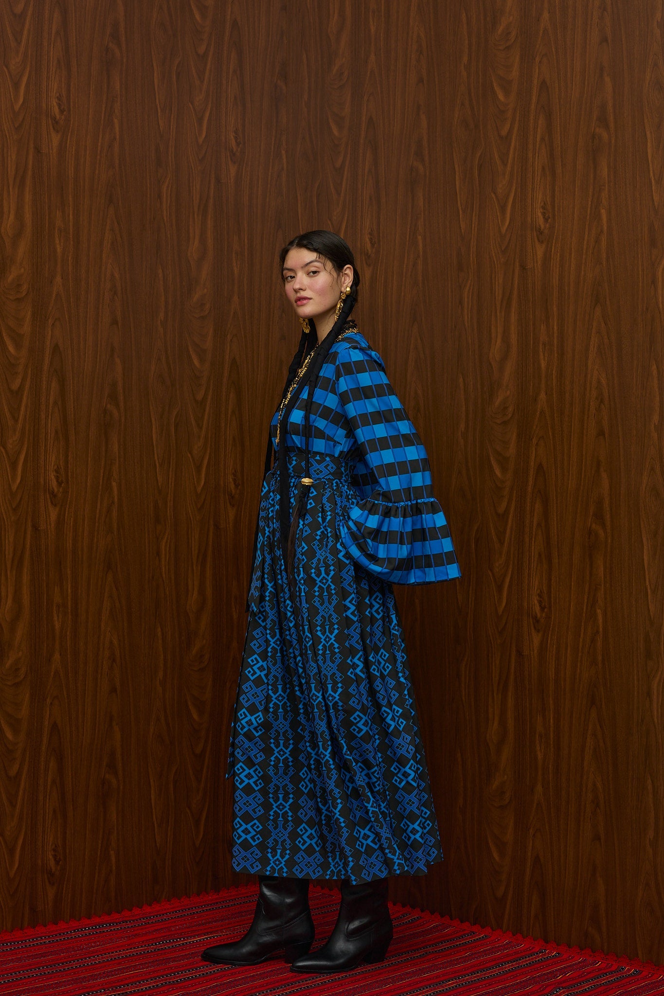 PATITHRA MAXI DRESS (PETES BLUE/BLACK PRINT)