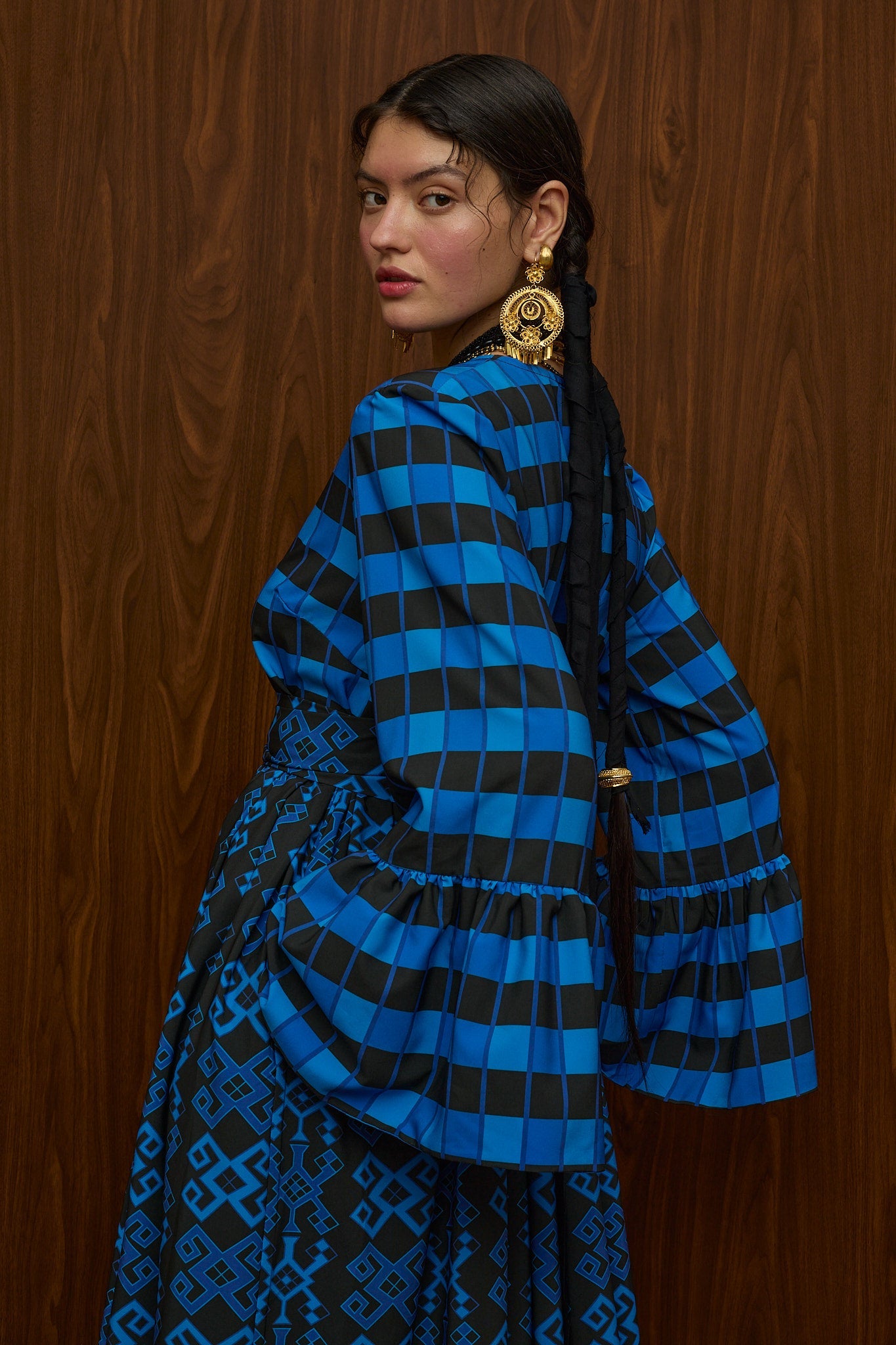 PATITHRA MAXI DRESS (PETES BLUE/BLACK PRINT)