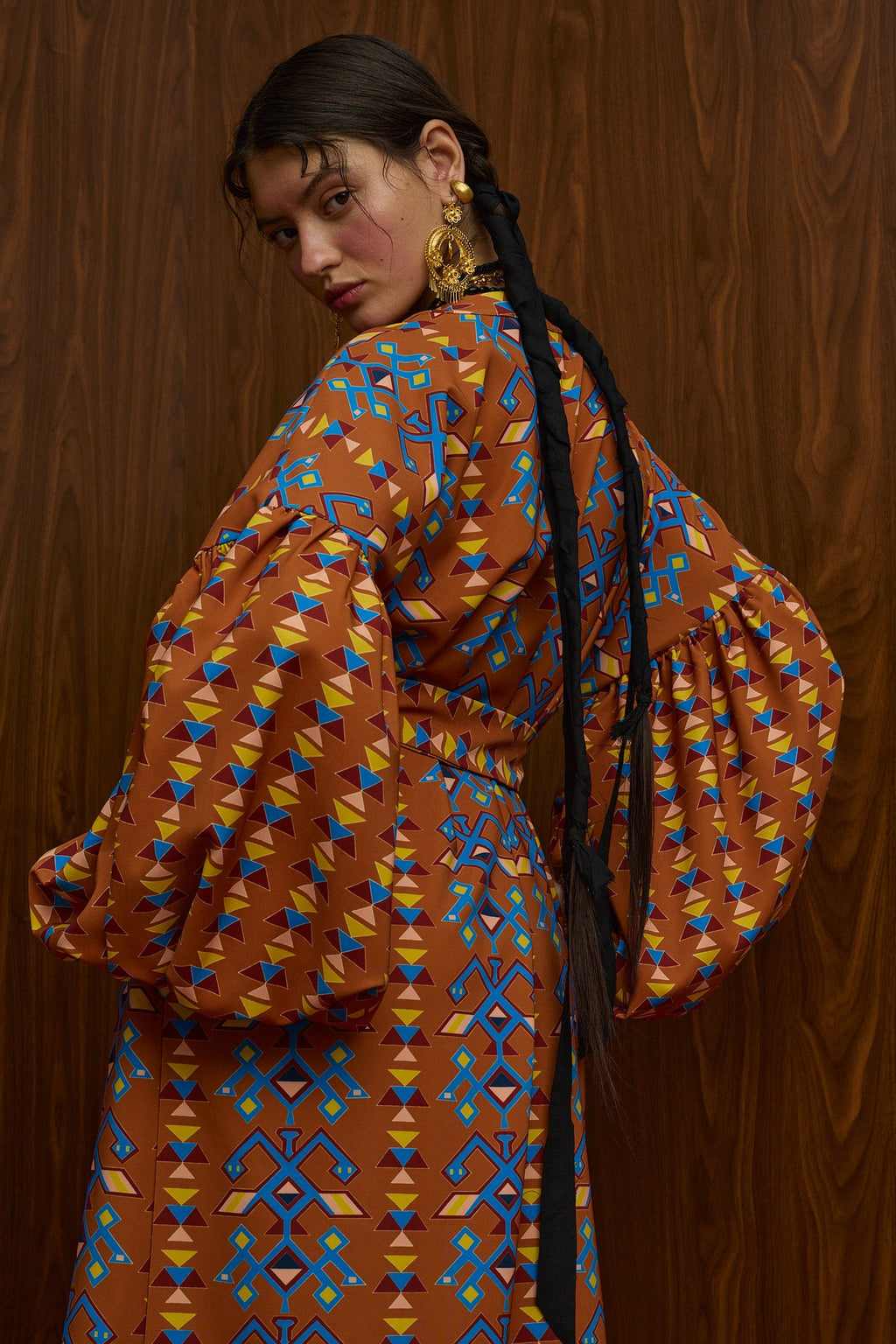 ASPROPOTAMOS MAXI DRESS (AETOS BROWN PRINT)