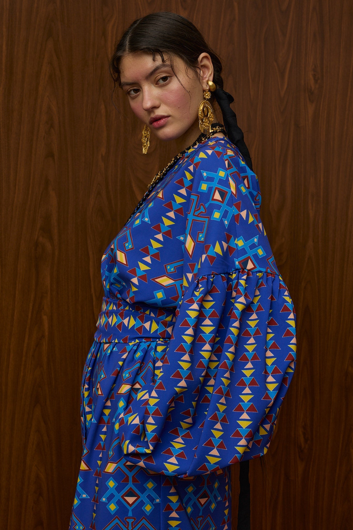 ASPROPOTAMOS MAXI DRESS (AETOS BLUE PRINT)