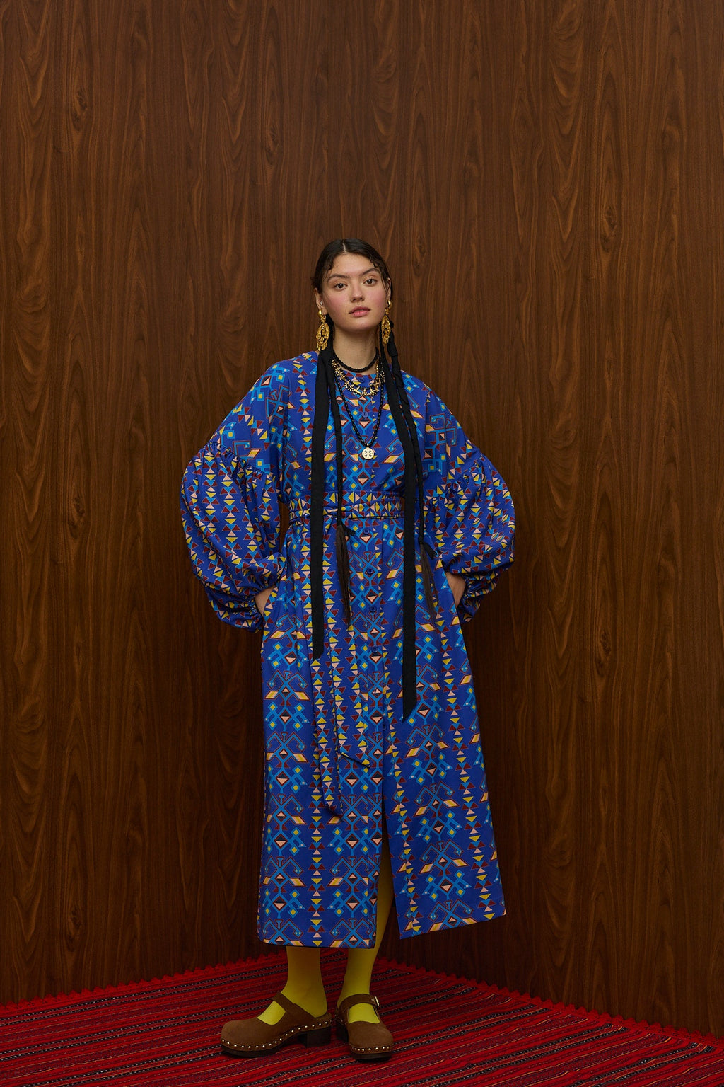 ASPROPOTAMOS MAXI DRESS (AETOS BLUE PRINT)