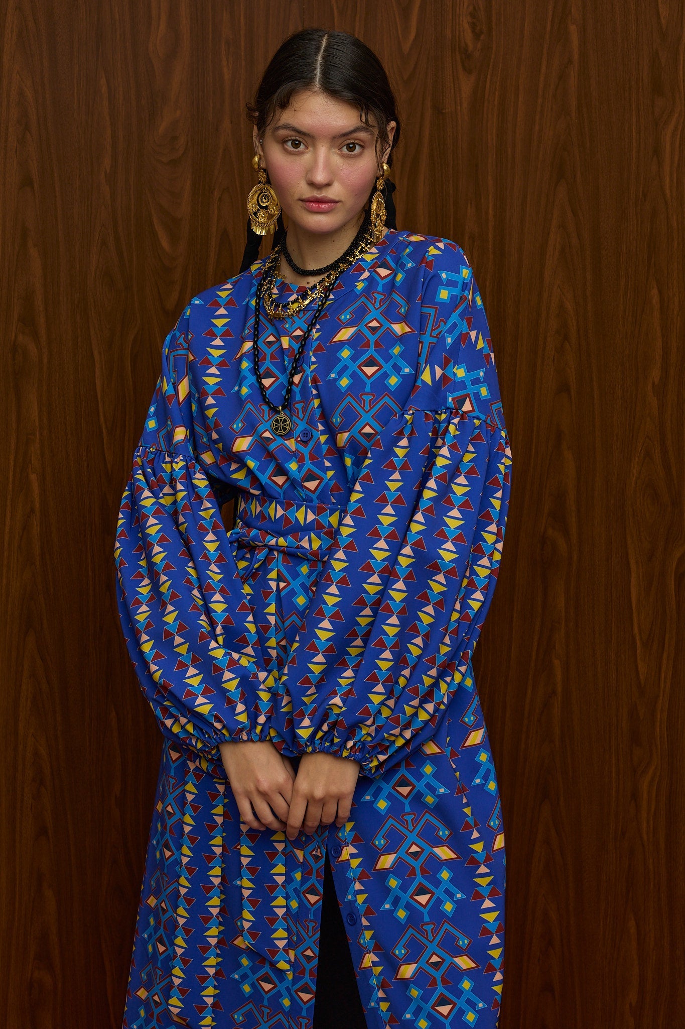 ASPROPOTAMOS MAXI DRESS (AETOS BLUE PRINT)