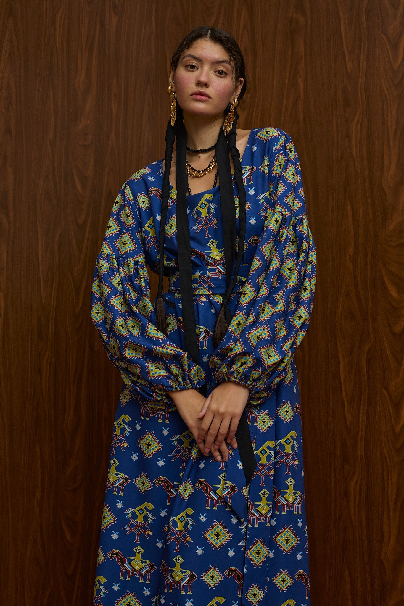 FLOKOS MAXI DRESS (NYFI GAMPROS AETOS BLUE PRINT)