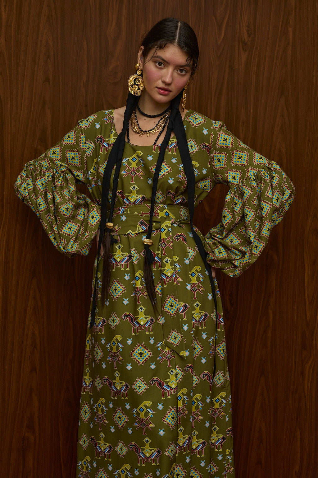 FLOKOS MAXI DRESS(NYFI GAMPROS AETOS GREEN PRINT)