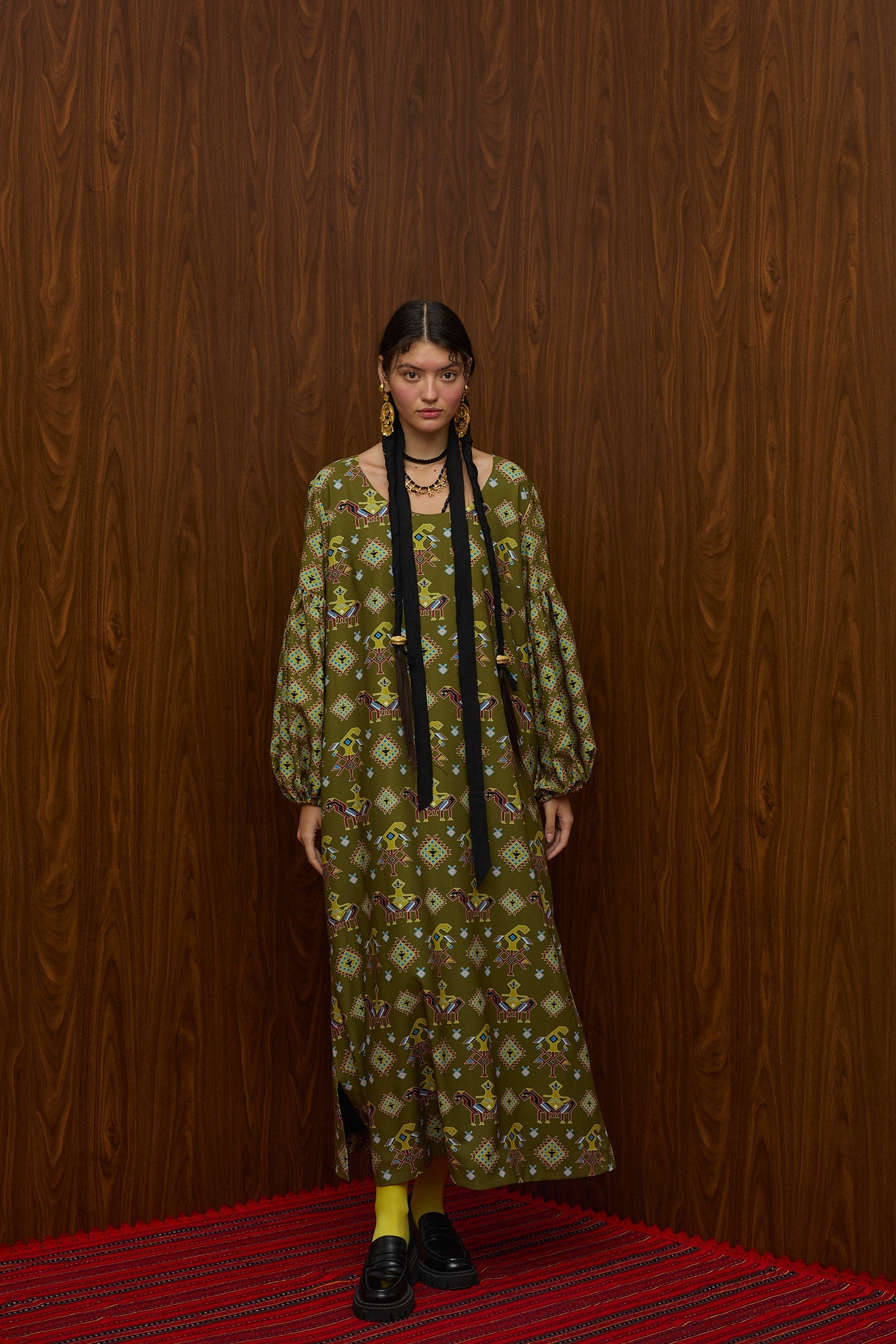 FLOKOS MAXI DRESS(NYFI GAMPROS AETOS GREEN PRINT)