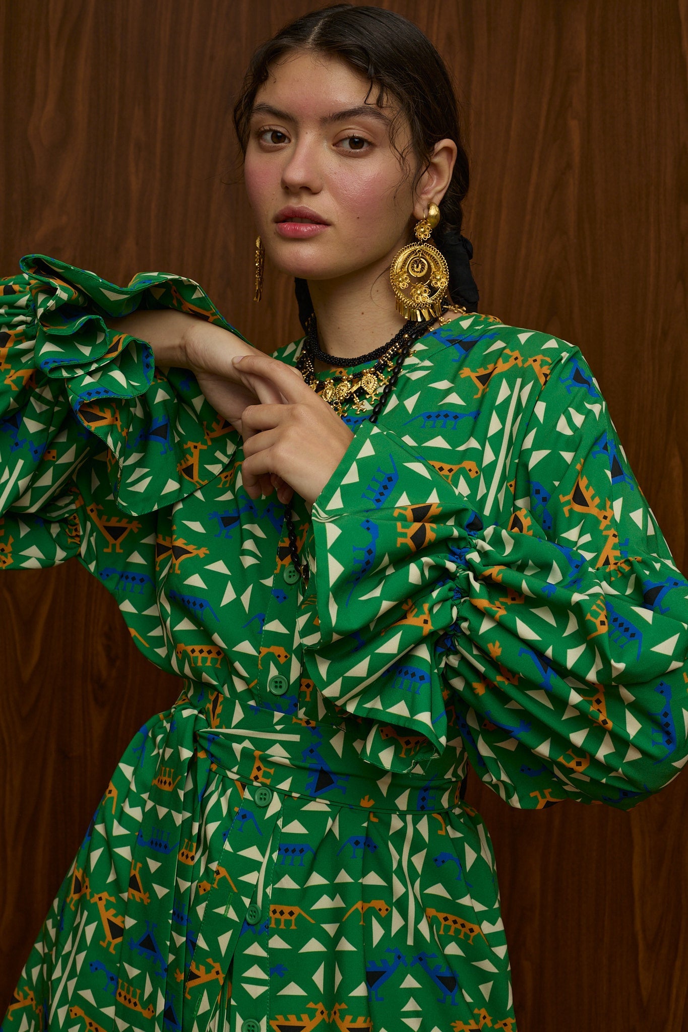 TSIKRIKI SHIRT/DRESS (ZOOMORFON GREEN PRINT)