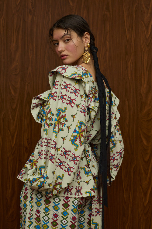 ACHELOOS TOP (ELENIA BEIGE PRINT)