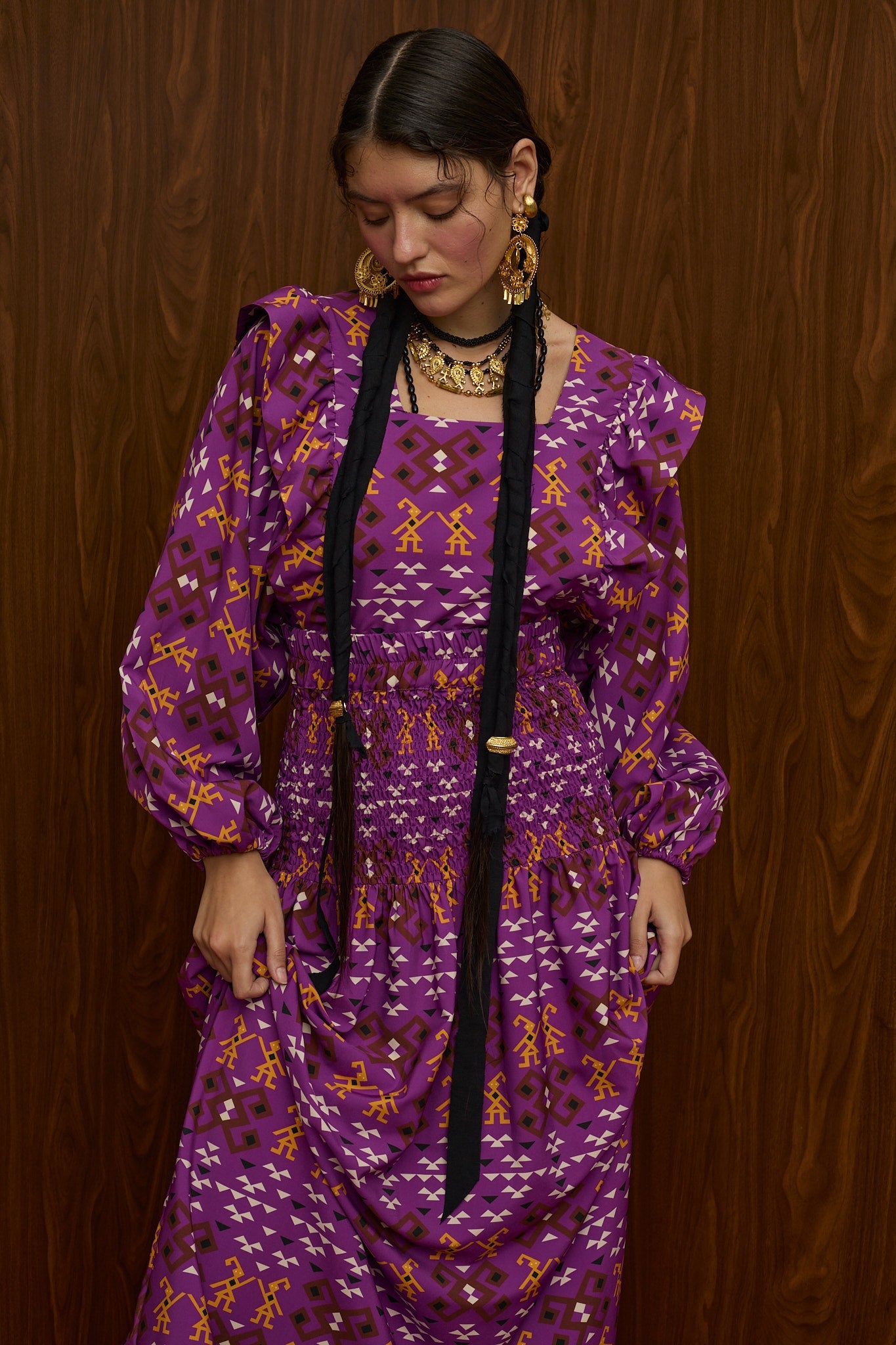 TSIKRIKI SKIRT (EVZONES PURPLE PRINT)