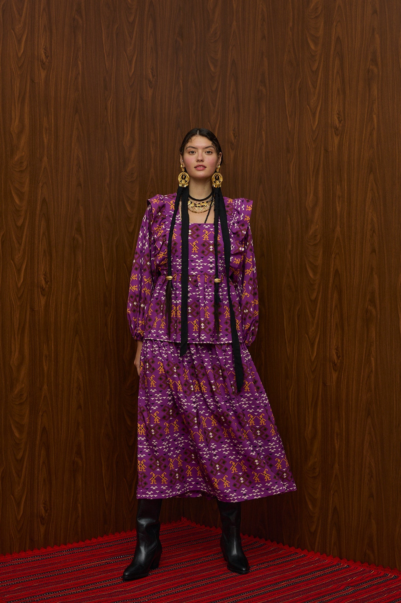 TSIKRIKI SKIRT (EVZONES PURPLE PRINT)