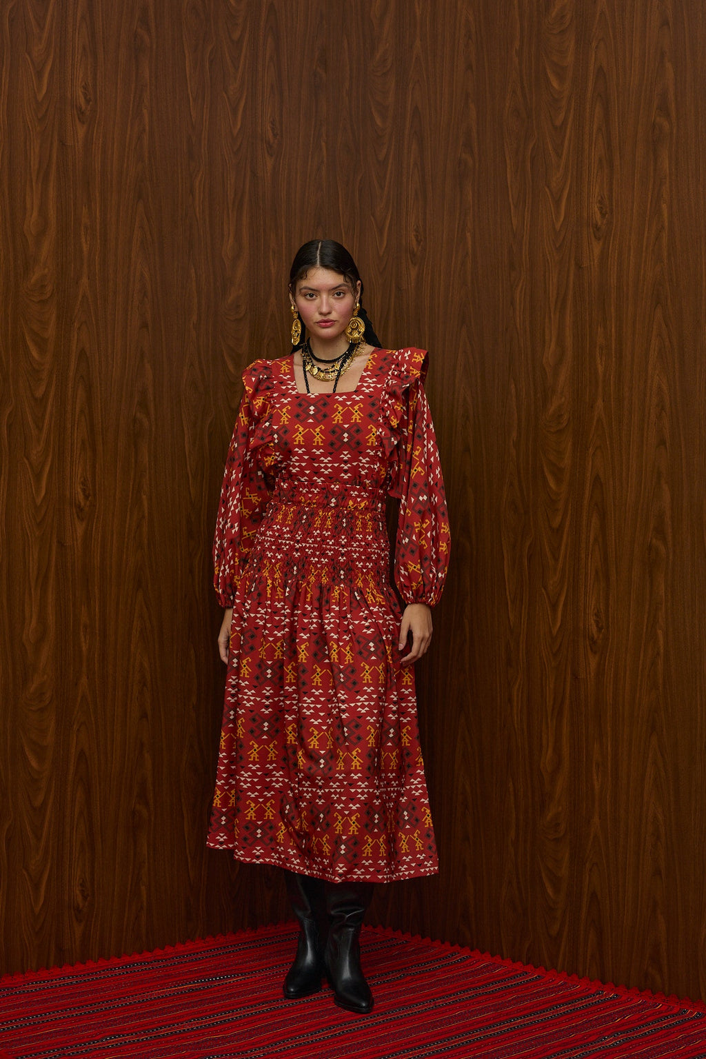 TSIKRIKI SKIRT (EVZONES BORDEAUX PRINT)