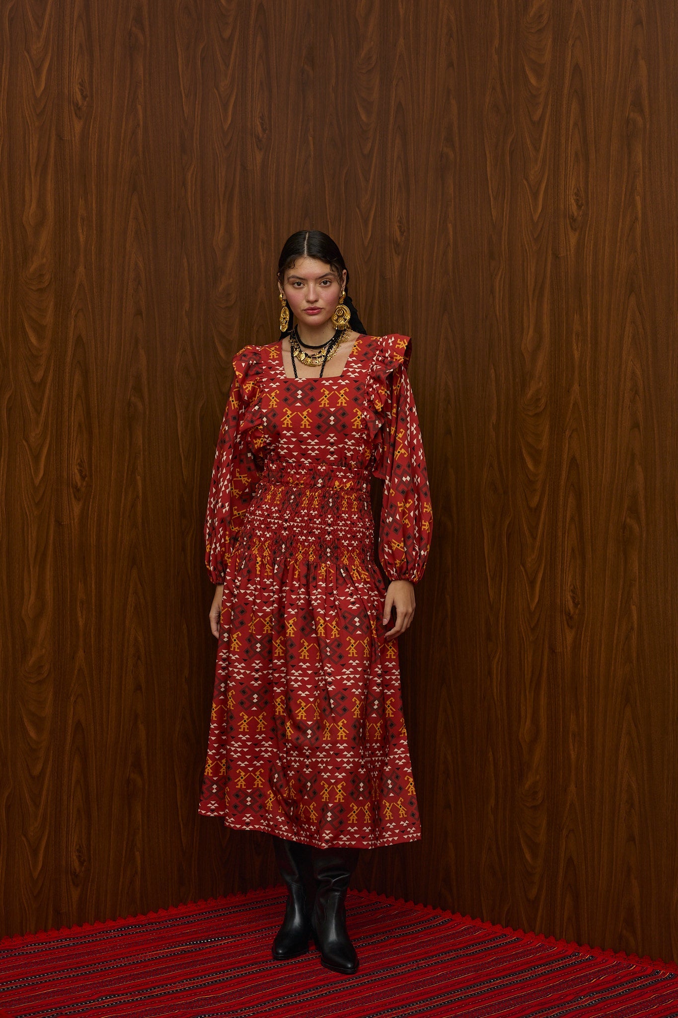 TSIKRIKI SKIRT (EVZONES BORDEAUX PRINT)