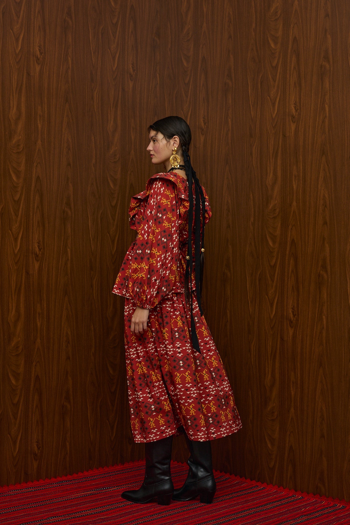 TSIKRIKI SKIRT (EVZONES BORDEAUX PRINT)