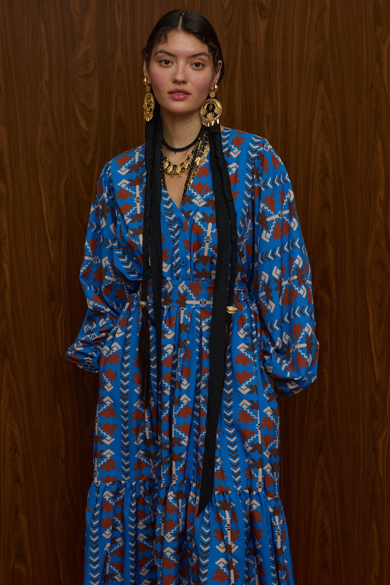 NEMA MAXI DRESS (KOUROUNES BLUE PRINT)