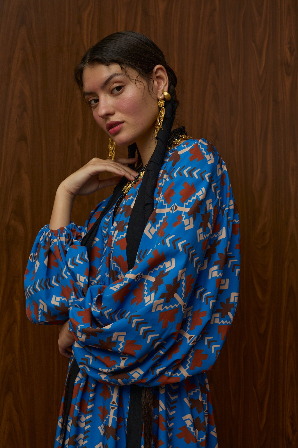 NEMA MAXI DRESS (KOUROUNES BLUE PRINT)